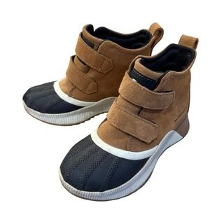 Sorel Kids Waterproof Suede Tan Boots Hook Loop Closure Size 13
